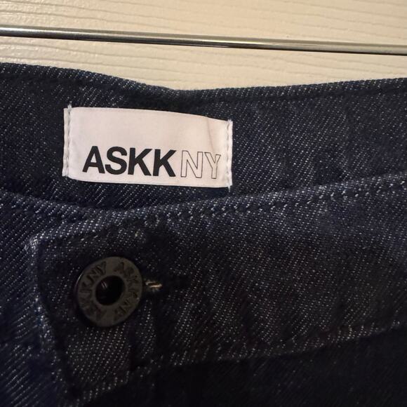 AskK NY Women's Trouser Straight Leg Jeans Linen Indigo Dark Blue Size 28 NWOT - Picture 11 of 12